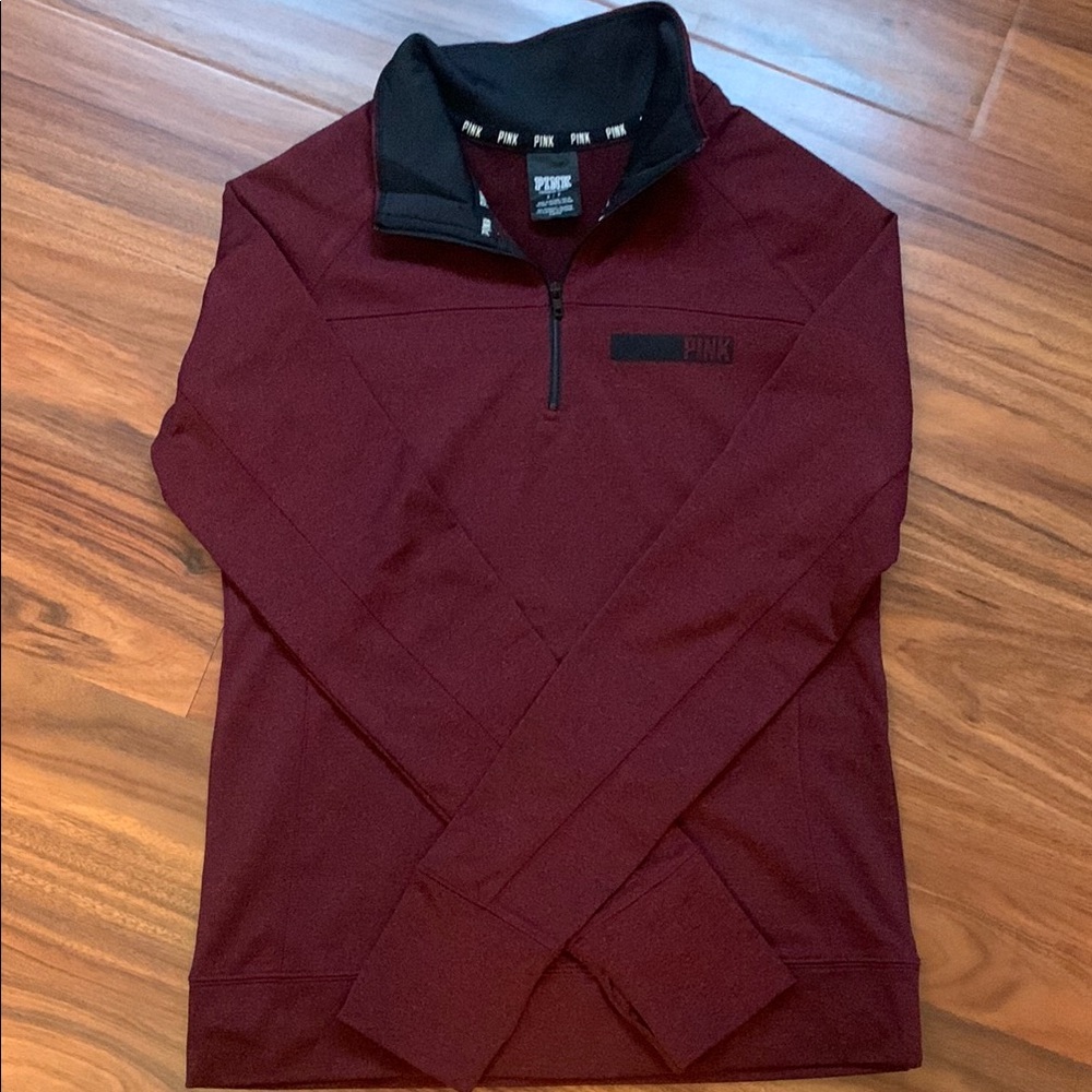 PINK Victoria's Secret Burgundy Quarter-Zip Pullover